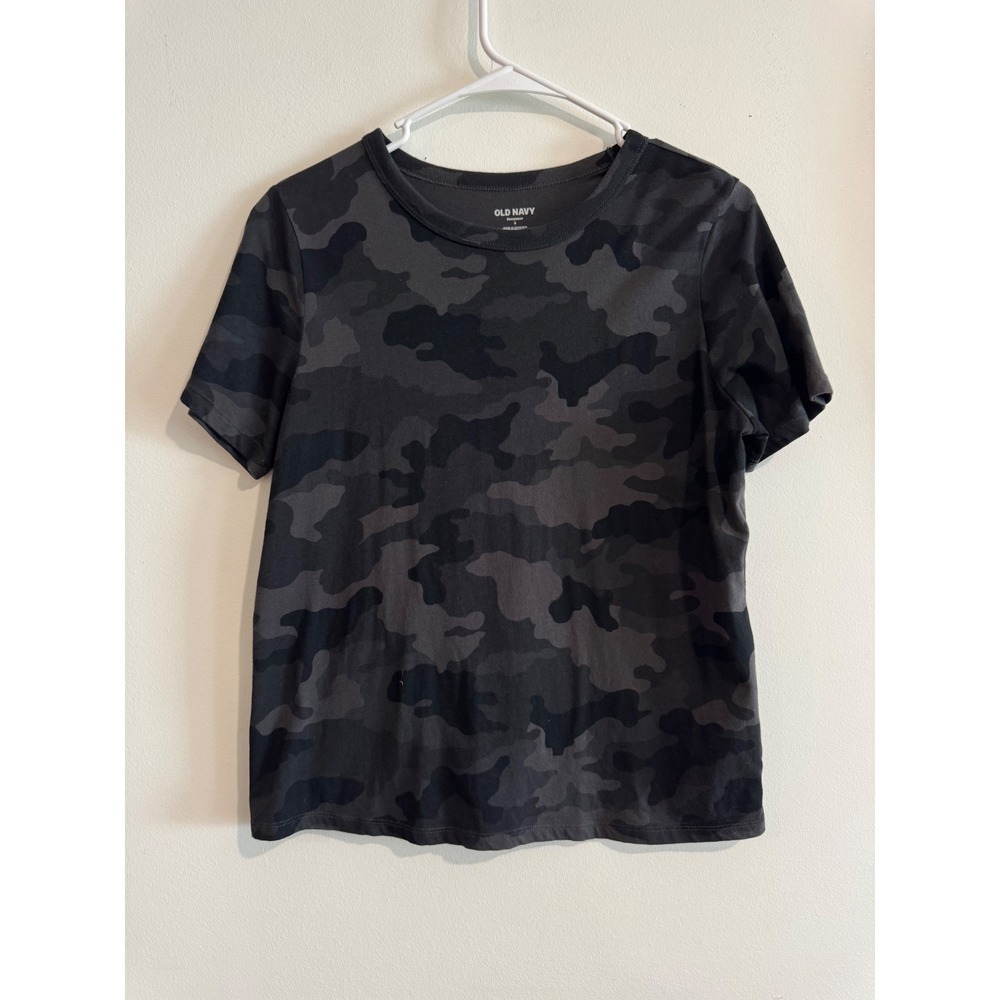 Black Camo Old Navy Everywear Camo T-Shirt Womens Small Gray Short Sleeve
